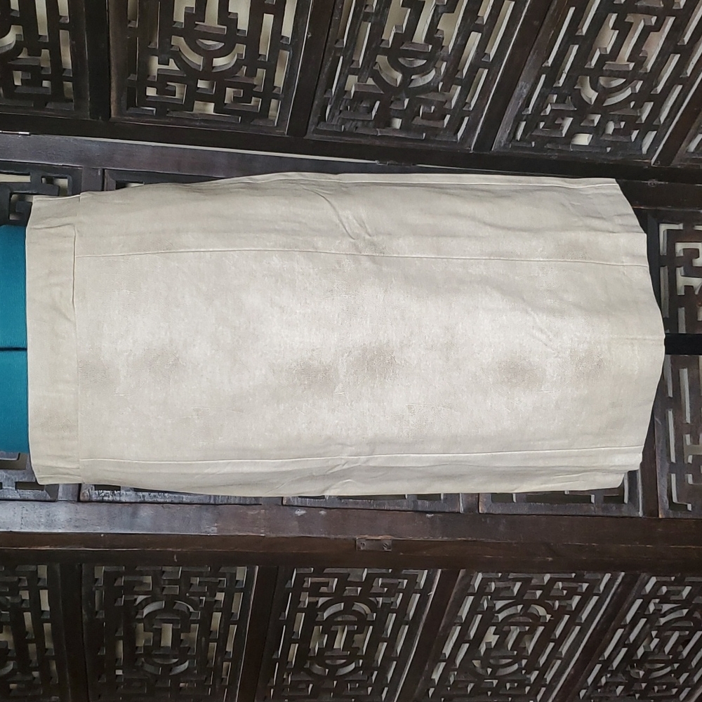 Cream faux leather pencil skirt